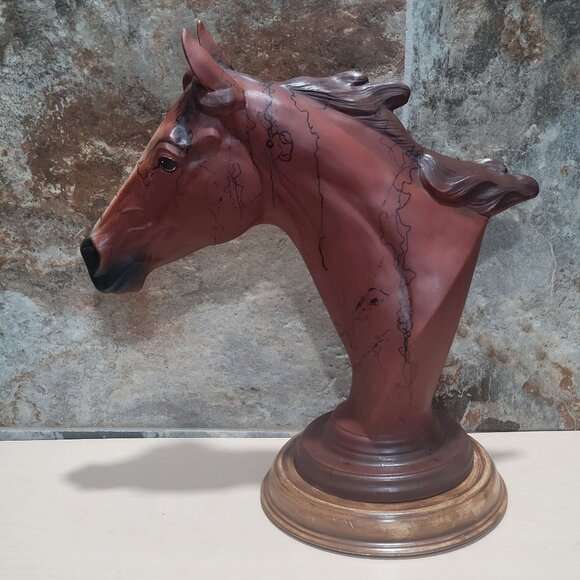 Hand Painted Horse Statue Ceramic Black String Design